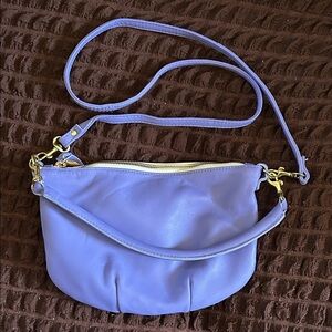 Clare V. Purple Petite Moyen Crossbody Bag with Gold Details